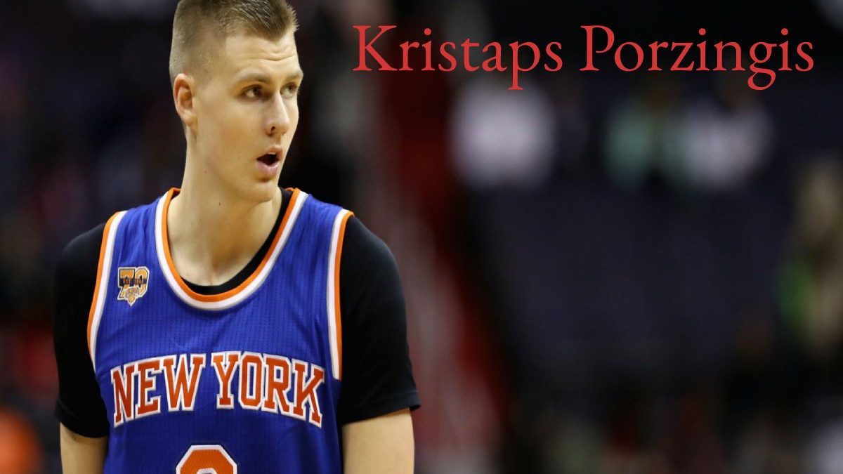 Kristaps Porzingis, introduced as a Washington Wizards player